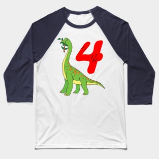 Brachiosaurus Giant Dinosaur 4th Birthday Baseball T-Shirt